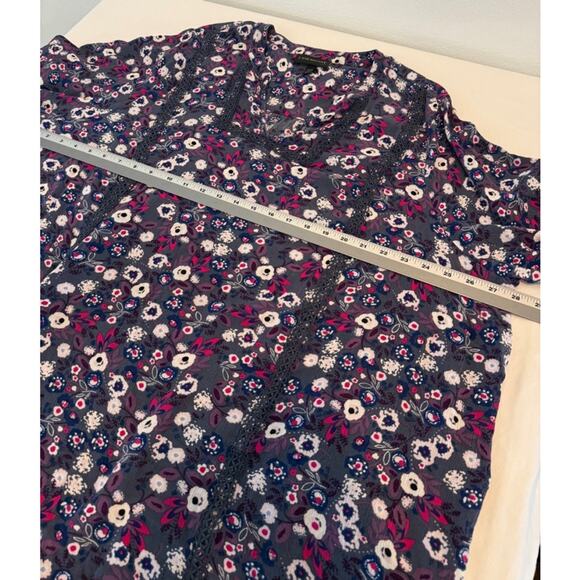 Lane Bryant Boho Purple Bloomcore Crochet Long Sleeve Peasant Tunic Plus 22/24 - Picture 9 of 12